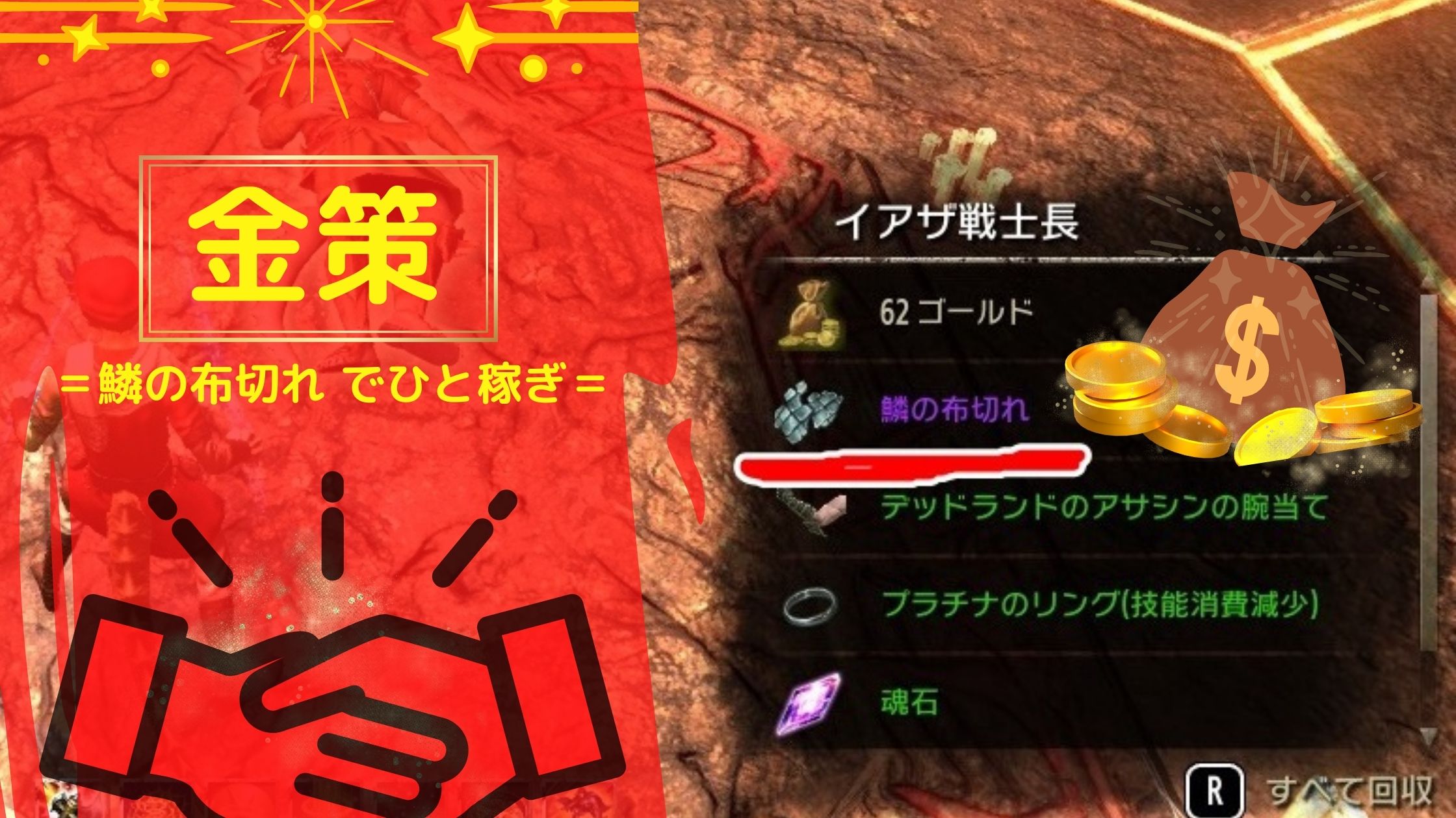 金策 鱗の布切れでひと稼ぎ Esoするトカゲ